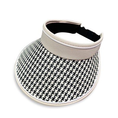 Fashionable houndstooth wide-brimmed women's sun hat
