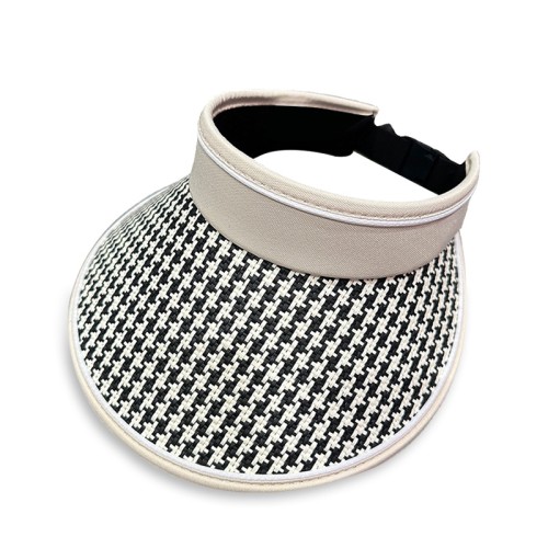 Fashionable houndstooth wide-brimmed women's sun hat