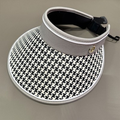 Fashionable houndstooth wide-brimmed women's sun hat