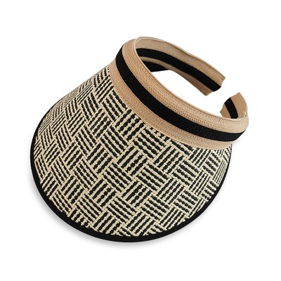 Plaid patchwork wide-brimmed women's sun hat