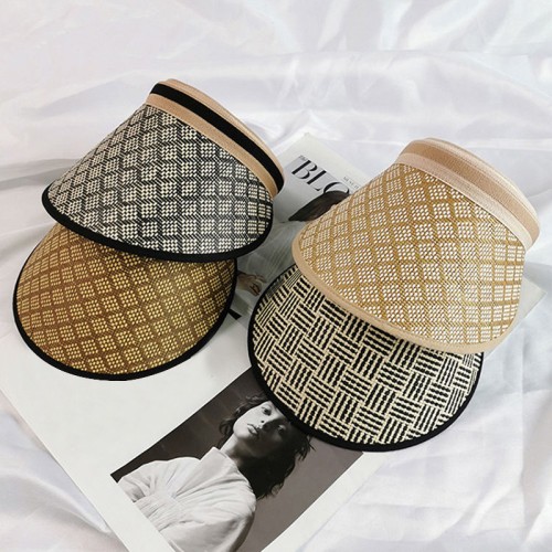 Plaid patchwork wide-brimmed women's sun hat