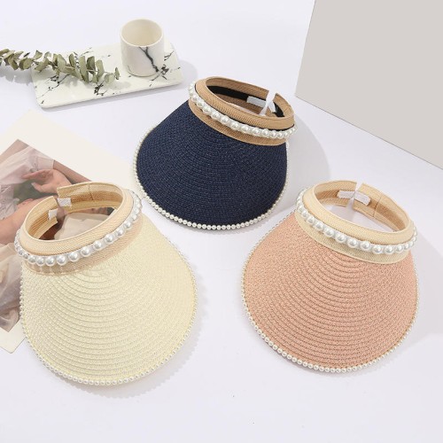 Pearl embellished adjustable women's sun hat