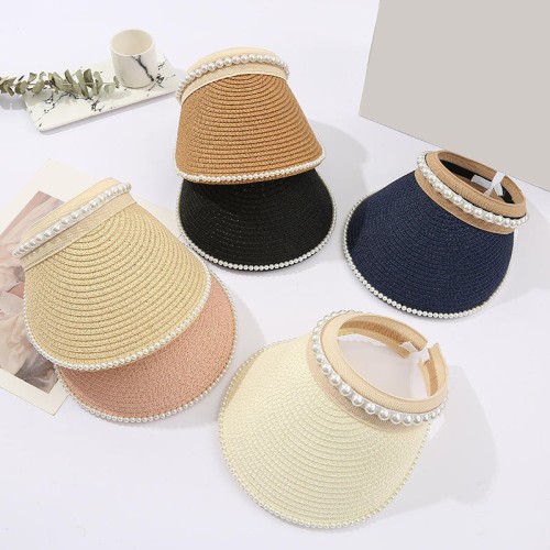 Pearl embellished adjustable women's sun hat