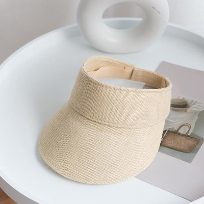 Solid color wide brim linen women's sun hat