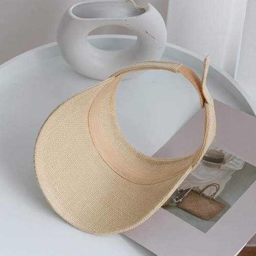 Solid color wide brim linen women's sun hat