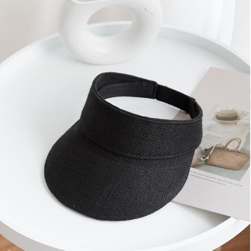 Solid color wide brim linen women's sun hat