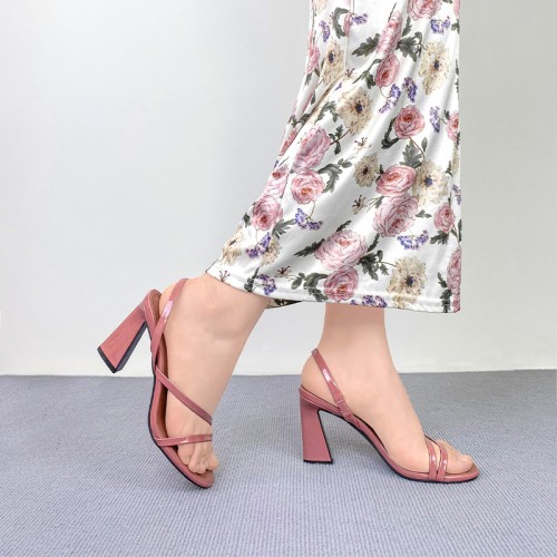 Elegant round toe breathable women's thick heel sandals