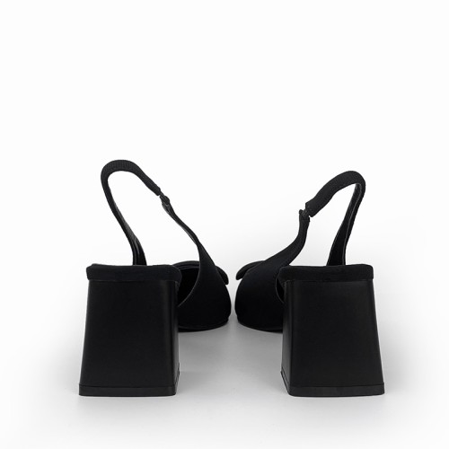 Elegant black pointed toe women's thick heel sandals
