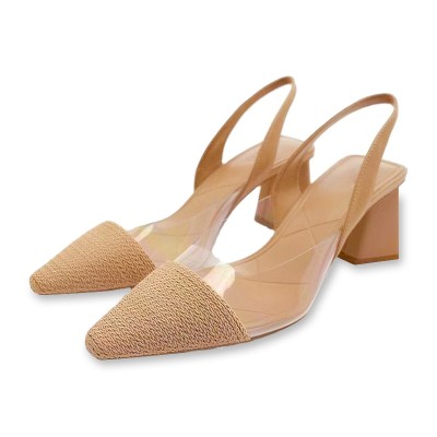 Pointed toe transparent women's thick heel sandals