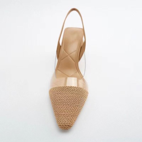 Pointed toe transparent women's thick heel sandals