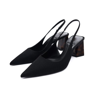 Women's pointed toe suede thick-heeled sandals