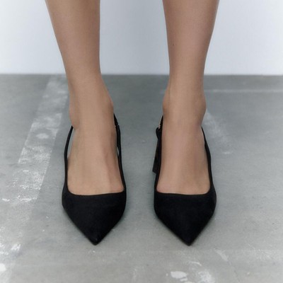 Women's pointed toe suede thick-heeled sandals