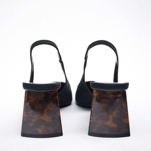 Women's pointed toe suede thick-heeled sandals