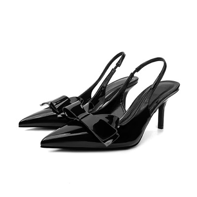 Elegant bow-decorated women's mid-heeled sandals