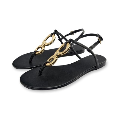 New style metal decorated women's flat sandals