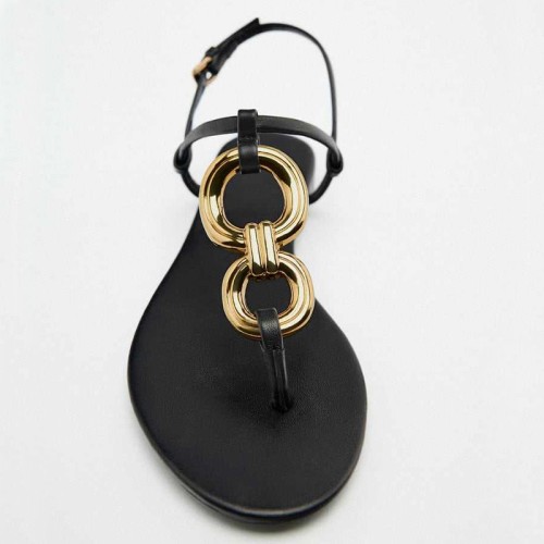 New style metal decorated women's flat sandals