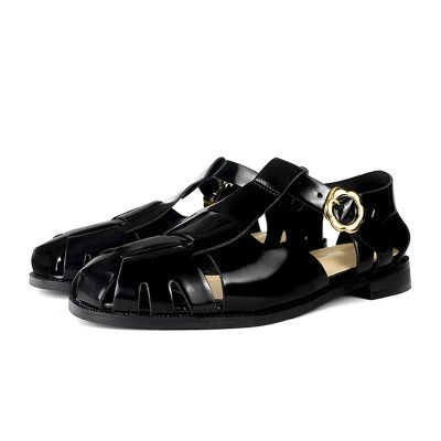 Round toe hollow luxury women’s flat sandals