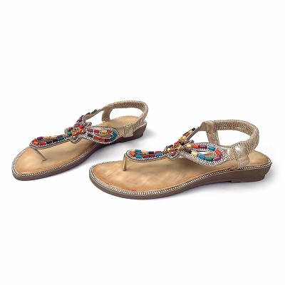Luxurious herringbone rhinestone women's flat sandals