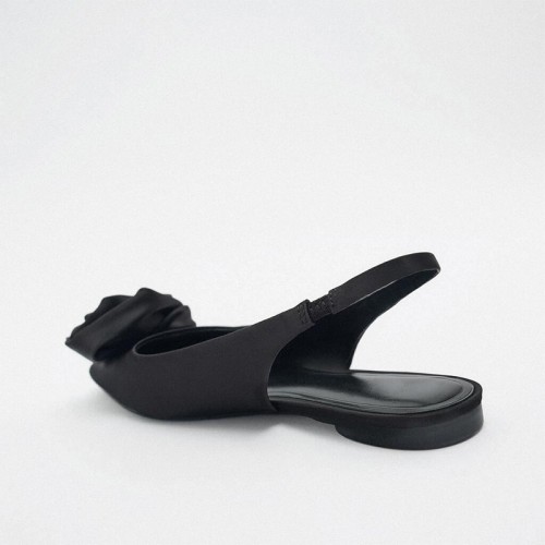 Black floral embellished women's flat sandals