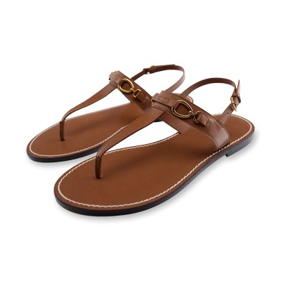 New style metal buckle decorated women's thong flat sandals