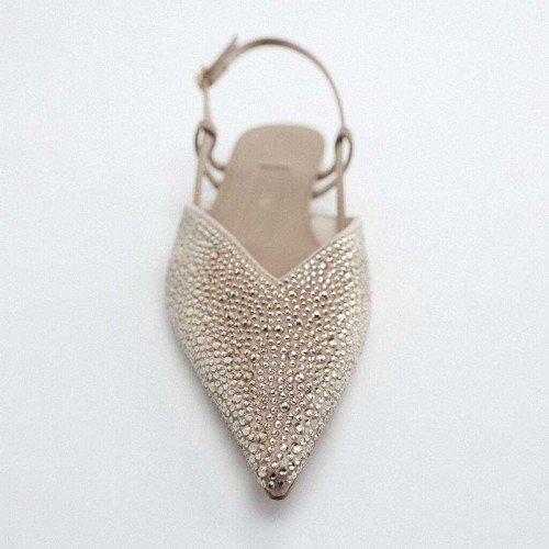 Luxury pointed rhinestone women's flat sandals