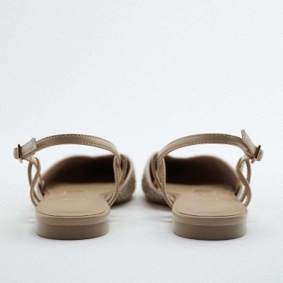 Luxury pointed rhinestone women's flat sandals