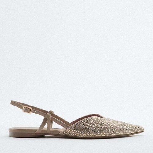 Luxury pointed rhinestone women's flat sandals