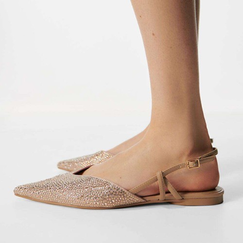 Luxury pointed rhinestone women's flat sandals