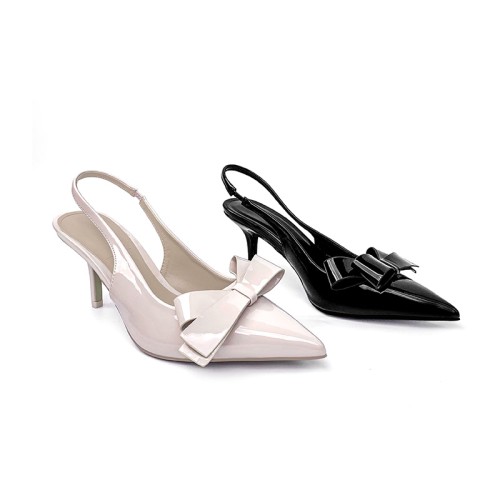 Elegant bow-decorated women's mid-heeled sandals