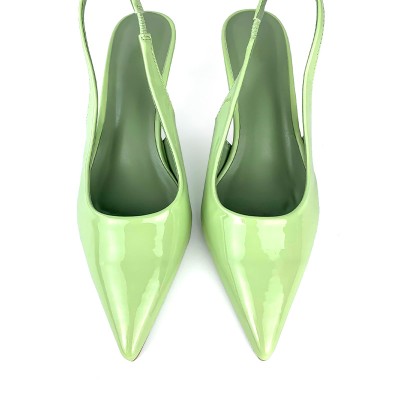 Elegant shiny leather women's mid-heel sandals