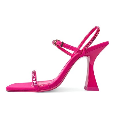 Fashion flat toe rhinestone ladies mid-heel sandals