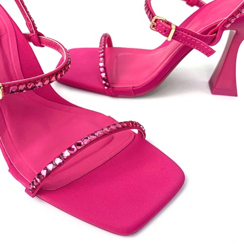 Fashion flat toe rhinestone ladies mid-heel sandals