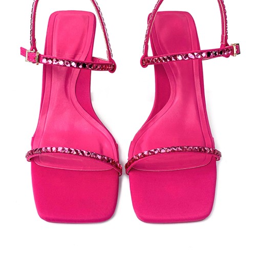 Fashion flat toe rhinestone ladies mid-heel sandals