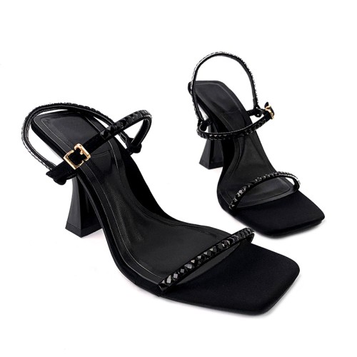 Fashion flat toe rhinestone ladies mid-heel sandals