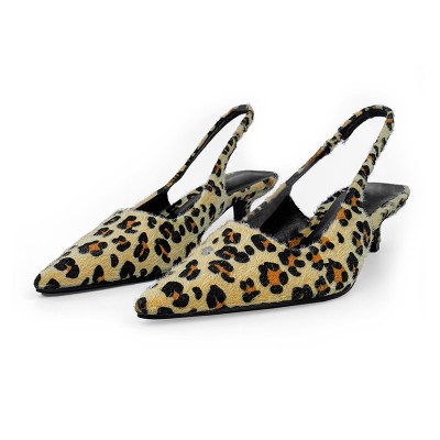 Exquisite leopard print pointed toe women's mid-heel sandals