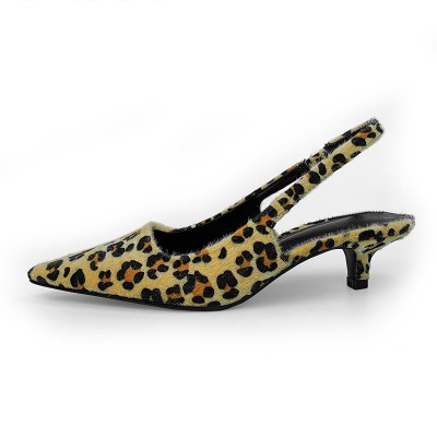 Exquisite leopard print pointed toe women's mid-heel sandals