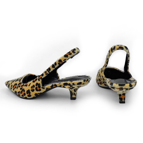 Exquisite leopard print pointed toe women's mid-heel sandals