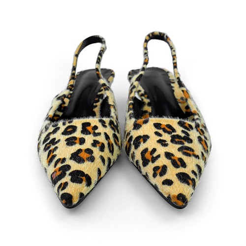 Exquisite leopard print pointed toe women's mid-heel sandals
