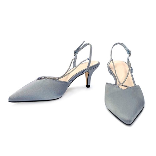 Exquisite metal chain embellished women's mid-heel sandals