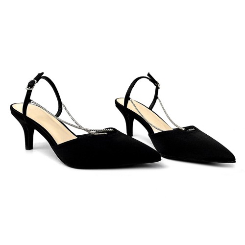Exquisite metal chain embellished women's mid-heel sandals