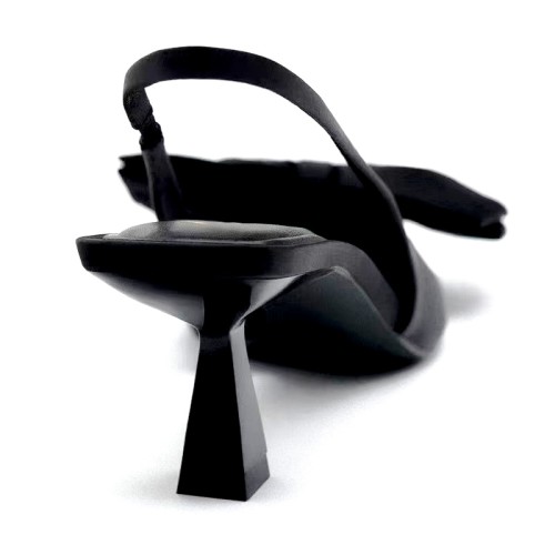 Black bow-decorated women's mid-heeled sandals