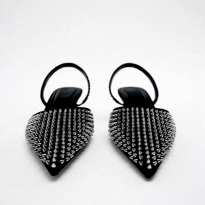 Exquisite black rivet women's mid-heel sandals