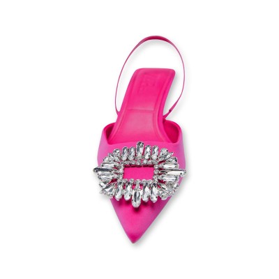 Shiny rhinestone pointed toe women's mid-heel sandals