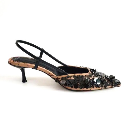 Petal sequin elegant women's mid-heeled sandals