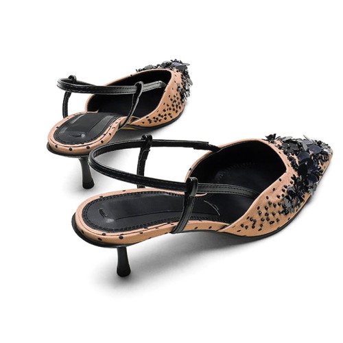 Petal sequin elegant women's mid-heeled sandals