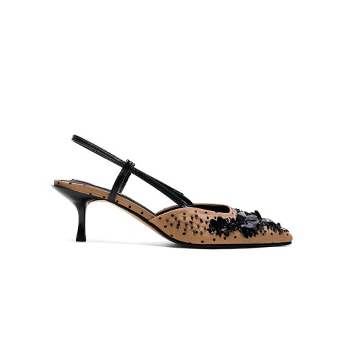 Petal sequin elegant women's mid-heeled sandals