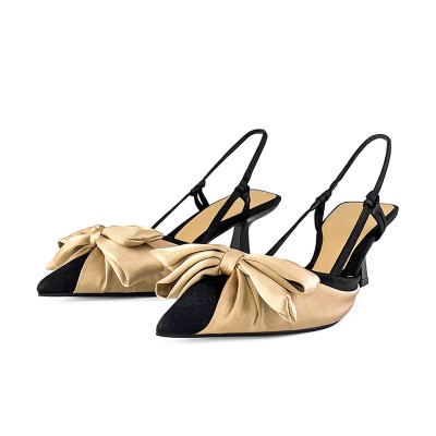 Elegant pointed bow ladies mid-heel sandals