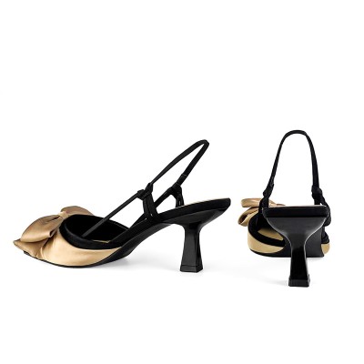 Elegant pointed bow ladies mid-heel sandals