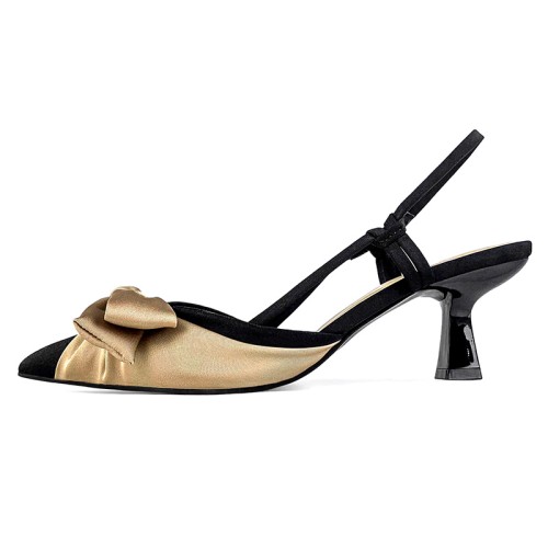 Elegant pointed bow ladies mid-heel sandals