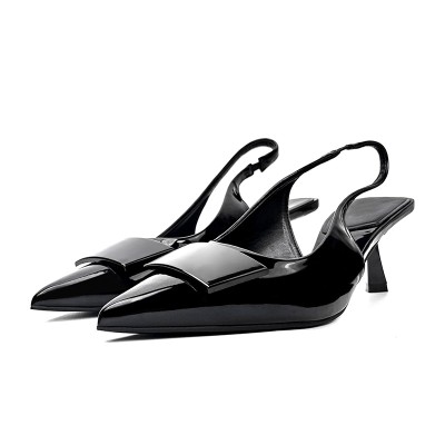 New patent leather pointed toe women's mid-heel sandals